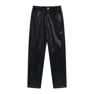 RHUDE LOGO EMBROIDERED LEATHER PANT